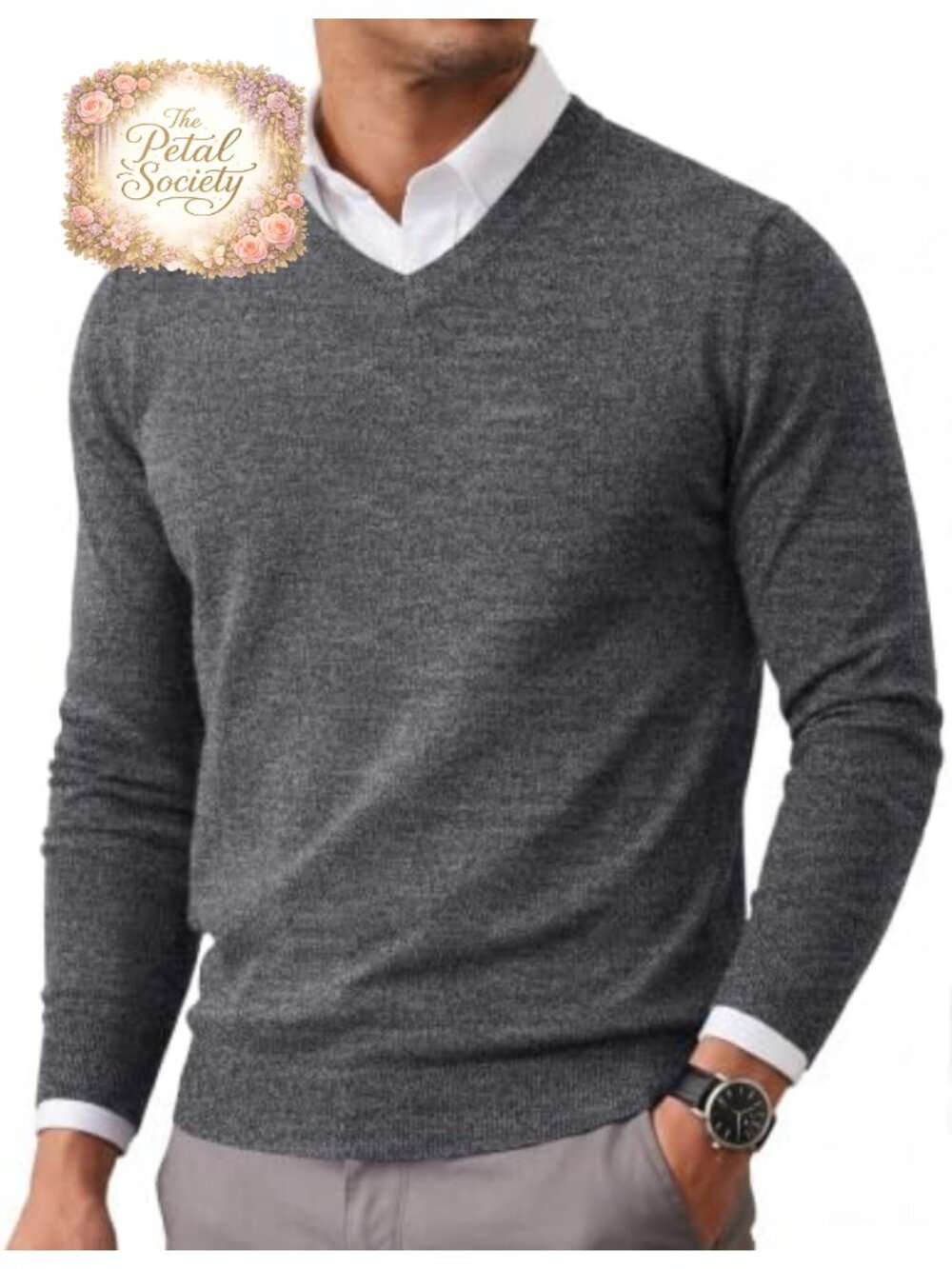 Men's Casual V Neck Knit Slim Fit Long Sleeve Pullover Sweater